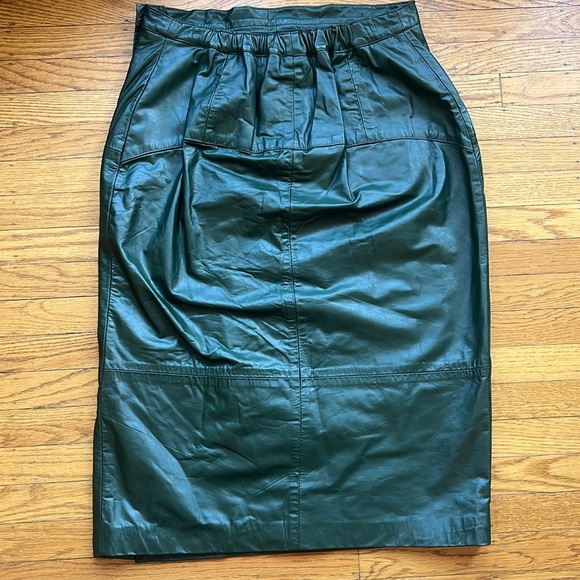 Vintage Chordas forest green leather pencil skirt - Picture 6 of 6